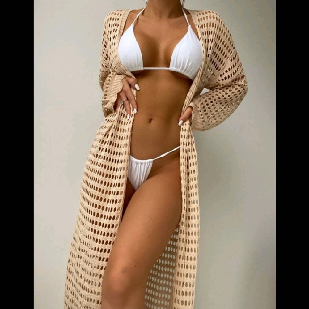 Hollow out kimono coverup
